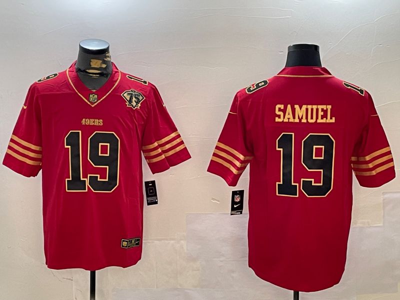 Men San Francisco 49ers 19 Samuel Red Gold 2024 Nike Limited NFL Jersey style 1230